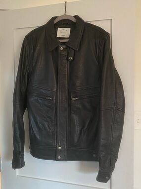understated leather oversized leather jacket NWOT